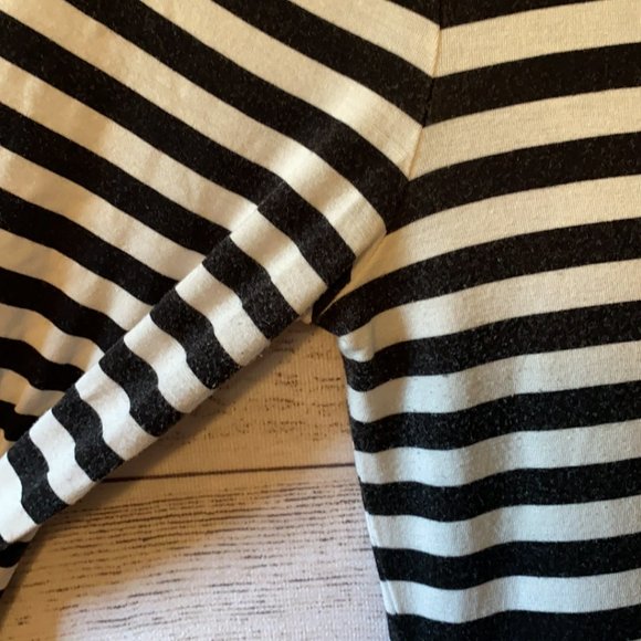 Old Navy Black White Stripe Jersey Knit Stretch Cotton Midi Dress with Pockets - Picture 10 of 12